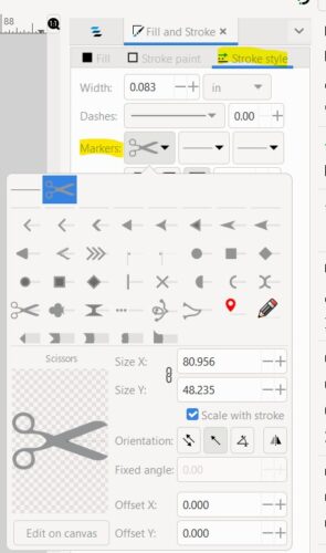 Inkscape 1.2 fill and stroke panel