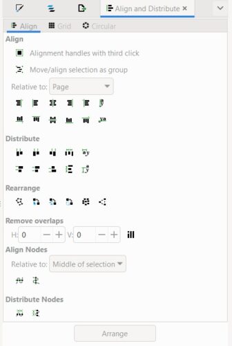 Inkscape alignment options.