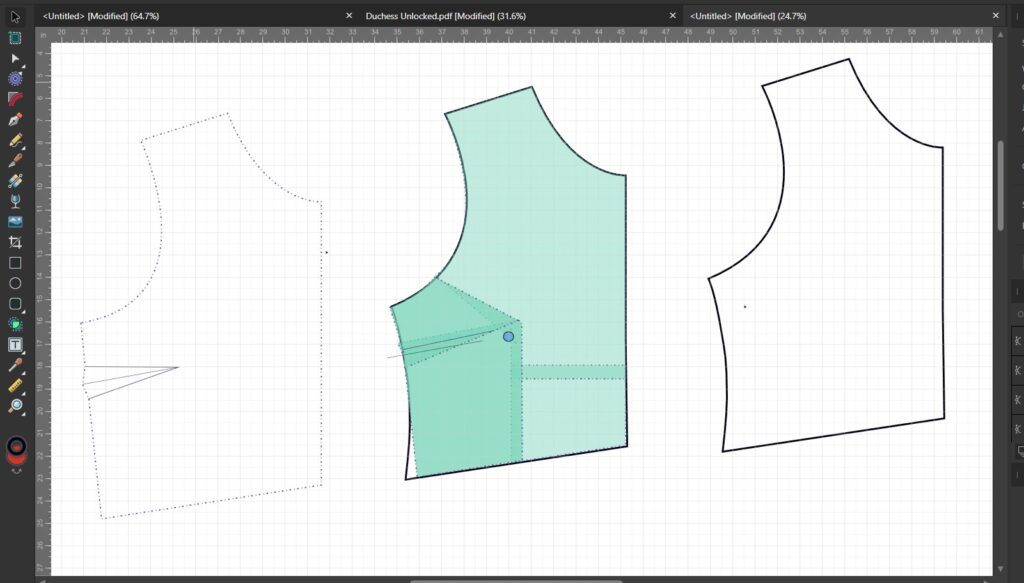 Small Bust Adjustment in Affinity Designer - Projector Sewing