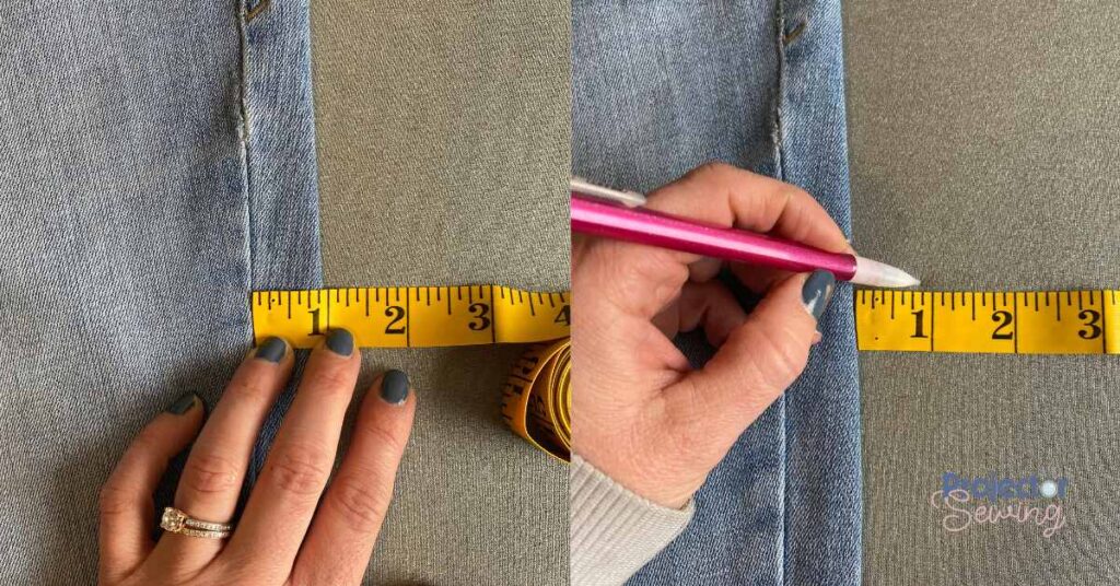 Measure from the fold to seam
