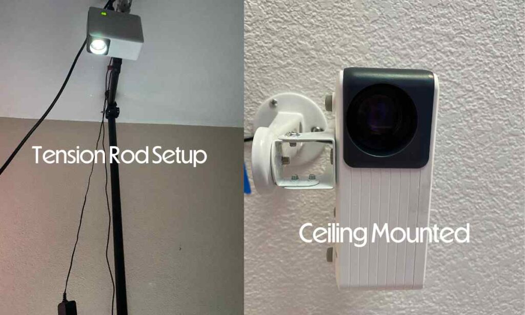 two ways to mount the Akiyo projector ceiling and tension rod