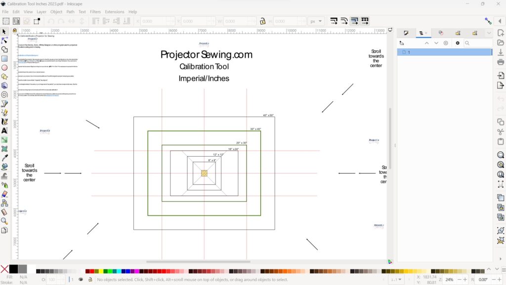 Inkscape for sewing calibration tool