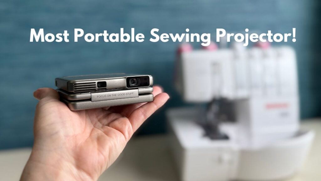 Small projector in front of sewing machine